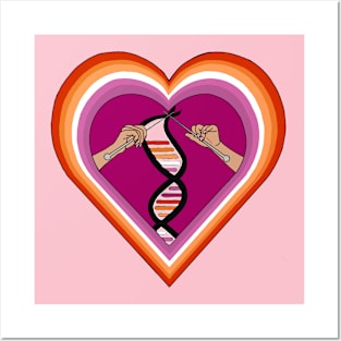 Lesbian Pride Knitted DNA Heart Posters and Art